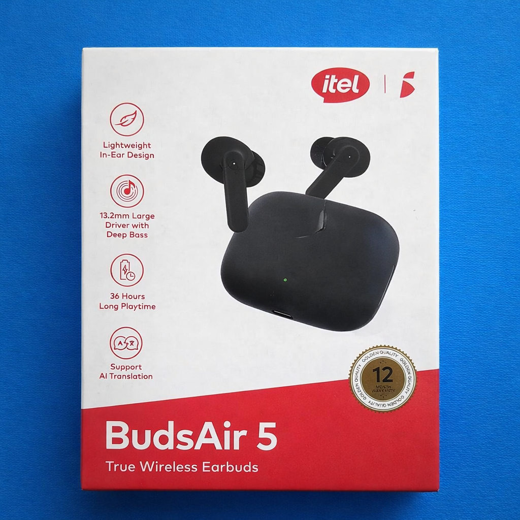 Itel BudsAir 5 True Wireless Earbuds – Bluetooth 5.4, 36 Hours Playtime & Deep Bass Audio (Black)