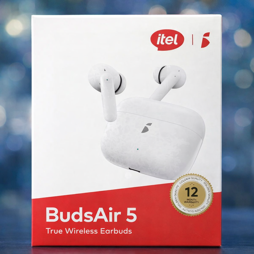 Itel BudsAir 5 True Wireless Earbuds – Bluetooth 5.4, 36 Hours Playtime & Deep Bass Audio (Black)